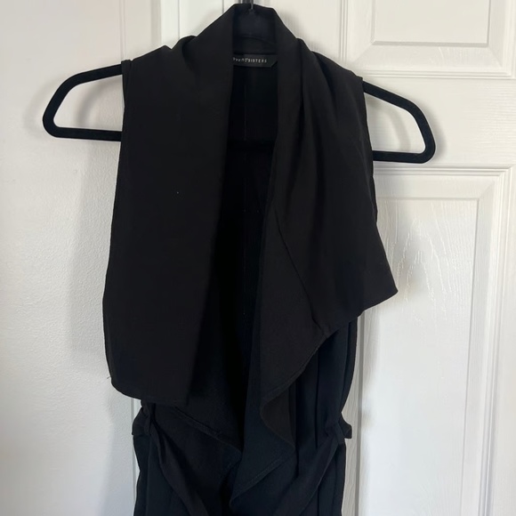 Seven Sisters Draped Tie Vest Black Lightweight Size Small - Picture 3 of 4